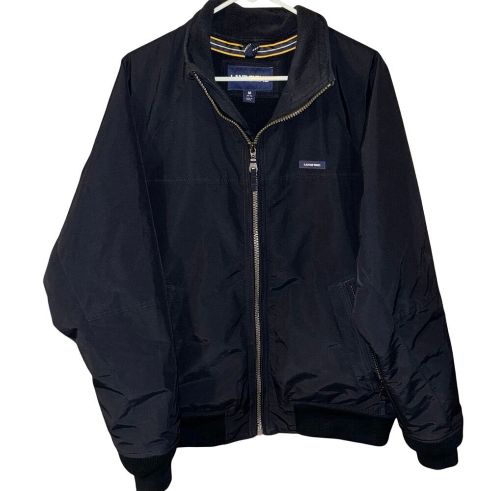 Lands’ End men’s winter coat jacket black full zip (size medium 38-40)